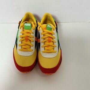 Puma Future Riders Kids' size 6 Yellow and Red Sneakers